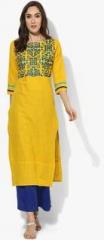 Jaipur Kurti Yellow Embellished Kurta women