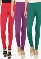 Jazzup Pack Of 3 Multicoloured Solid Leggings women
