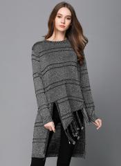 Jc Collection Grey Striped Sweater women