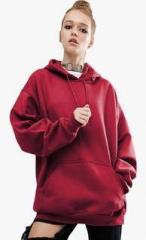 Jc Collection Maroon Solid Hoodie women