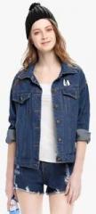 Jc Collection Navy Blue Printed Winter Jacket women