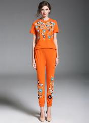 Jc Collection Orange Printed Pyjama Set women