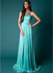 Jc Collection Turquoise Blue Coloured Solid Maxi Dress women