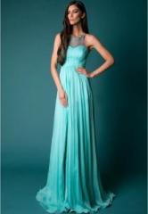 Jc Collection Turquoise Coloured Solid Maxi Dress women