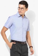 John Miller Blue Self Design Slim Fit Formal Shirt men