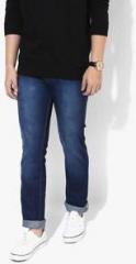 John Players Blue Washed Low Rise Slim Fit Jeans men
