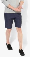 John Players Navy Blue Washed Slim Fit Shorts men