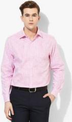 John Players Pink Checked Slim Fit Formal Shirt men