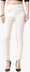 Jompers Off White Solid Slim Fit Peg Trouser women