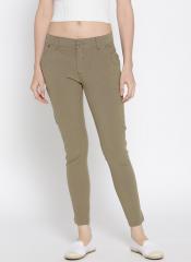 Jump Usa Brown Regular Fit Cropped Solid Trouser women