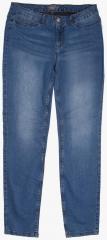 Junarose Blue Solid Mid Rise Regular Fit Jeans women