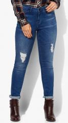 Junarose Blue Washed Mid Rise Reular Fit Jeans women