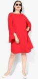 Junarose Red Coloured Solid Shift Dress women