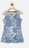 Juniors By Lifestyle Blue Printed A Line Dress girls