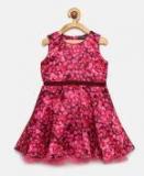 Juniors By Lifestyle Red Printed Fit and Flare Dress girls