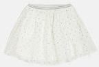 Juniors By Lifestyle White & Golden Polka Dot Print Net Flared Skirt girls