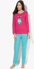 Kanvin Fuchsia Printed Pyjama Set women