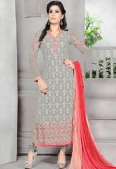 Khushali Fashion Grey Embroidered Dress Material women