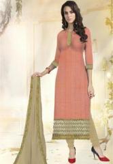 Khushali Fashion Peach Embellished Dress Material women