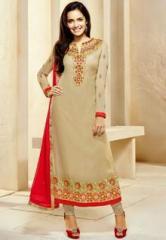 Khwaab Cream Embroidered Dress Material women