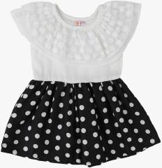 Kids On Board White Fit and Flare Self Design Casual Dress girls