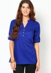 Kira 3/4Th Sleeve Blue Solid Tunic women