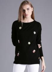 Kook N Keech Black Applique Longline Sweater women
