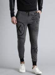 Kook N Keech Charcoal Grey & Black Printed Track Pants men