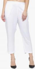 Laabha Off White Solid Coloured Pant women