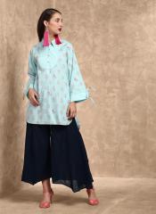 Label Ritu Kumar Turquoise Blue Printed Tunic women