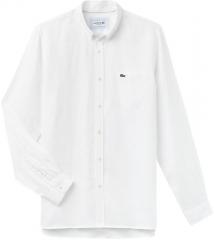 Lacoste White Regular Fit Solid Casual Shirt men