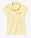 Lacoste Yellow Solid Polo Collar T Shirt girls