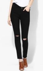 Lee Black Solid Mid Rise Skinny Jeans women