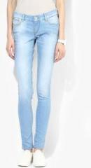 Lee Blue Washed Mid Rise Skinny Jeans women