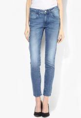 Lee Blue Washed Mid Rise Slim Jeans women
