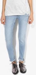 Lee Light Blue Washed Mid Rise Slim Fit Jeans women