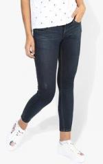 Lee Navy Blue Washed Low Rise Super Skinny Fit Jeans women