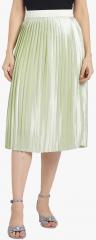 Leo Sansini Lime Green Solid Flared Skirt women