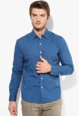 Levis Blue Solid Regular Fit Casual Shirt men