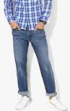 Levis Blue Washed Solid Slim Fit Mid Rise Clean Look Stretchable Jeans men