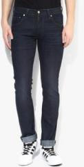 Levis Navy Blue Washed Mid Rise Skinny Fit Jeans men