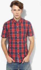 Levis Red Checked Slim Fit Casual Shirt men