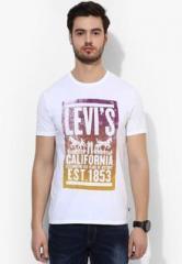 Levis White Printed Regular Fit Round Neck T Shirt men