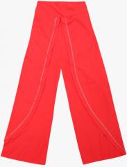Lil Orchids Red Solid Trouser girls