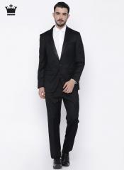 Louis Philippe Black Solid Ultra Fit Single Breasted Formal Suit men