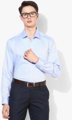 Louis Philippe Blue Slim Fit Self Design Formal Shirt men