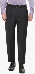 Louis Philippe Charcoal Solid Slim Fit Formal Trousers men