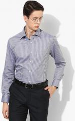 Louis Philippe Grey Regular Fit Striped Formal Shirt men