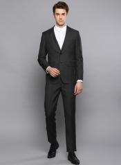 Louis Philippe Men Charcoal Grey Self Design Single Breasted Slim Fit Formal Suit