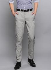 Louis Philippe Men Grey Slim Fit Printed Formal Trousers
